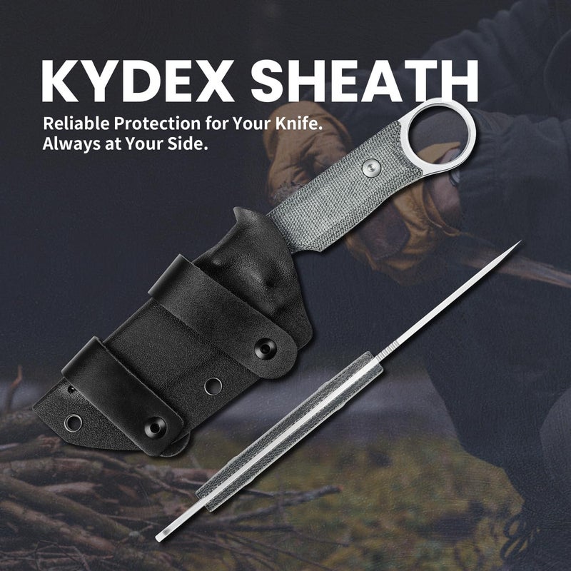 KIZER سكين كابوكس الثابتة 3.35 بوصة من فولاذ D2 سكين صيد ثابتة مقبض ميكارا مع غلاف سكين جيب 1048A1 - Image 4